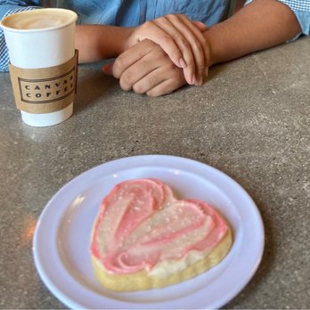 Canvas Coffee - Hot Carmel Latte, Valentine's Day Cookie - Coffee & Tea Near Me - Corona, California