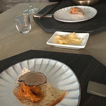 Te Mari - Uni and truffle on taro chip - Japanese Near Me - San Francisco, California Te Mari - Uni and truffle on taro chip - Japanese Near Me - San Francisco, California