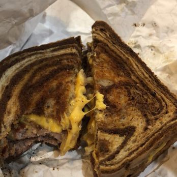 That Burger Joint - Patty melt on rye bread.  Super cheesy!! - Burgers Near Me - Glen Ellyn, Illinois