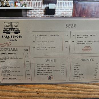 Park Burger - Drinks menu - Burgers Near Me - Denver, Colorado Park Burger - Drinks menu - Burgers Near Me - Denver, Colorado