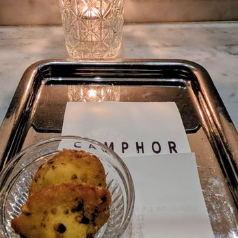 Camphor - Complimentary Mini Pecan Madeleines with the check. - French Near Me - Los Angeles, California Camphor - Complimentary Mini Pecan Madeleines with the check. - French Near Me - Los Angeles, California