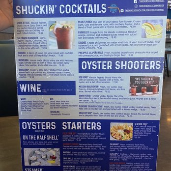 Shuckin' Shack Oyster Bar - Menu - Seafood Near Me - Cumming, Georgia Shuckin' Shack Oyster Bar - Menu - Seafood Near Me - Cumming, Georgia