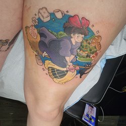 Obsidian Ink - Progress photo of kiki delivery service tattoo from Melaninks