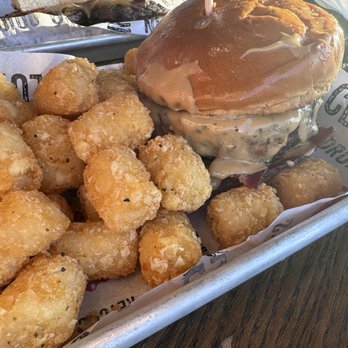 Cold Beers & Cheeseburgers - Bacon PB&J Burgerw/ tater tots - Burgers Near Me - Phoenix, Arizona