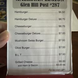 American Legion Glen Hill Post No 287 - Sandwich Menu
