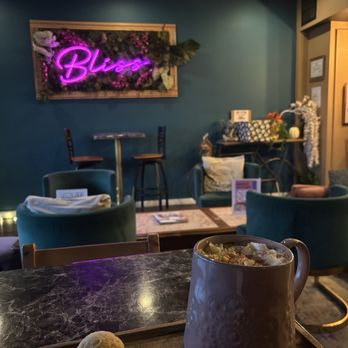 Bliss Coffee Lounge - Eggnog latte & pão de queijo - Coffee & Tea Near Me - Somerville, New Jersey