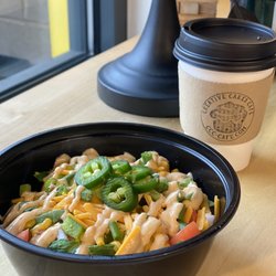 Creative Cakes Cafe - Veggie tot bowl and coffee