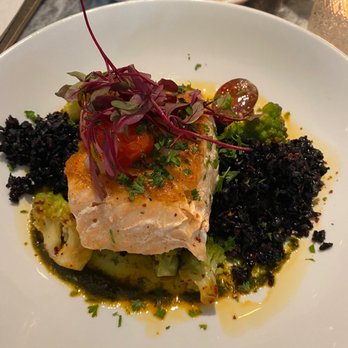 Blondie - Salmon with black rice - Cocktail Bars Near Me - Philadelphia, Pennsylvania Blondie - Salmon with black rice - Cocktail Bars Near Me - Philadelphia, Pennsylvania