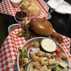 Nick's Burger w/ Crispy Buffalo Chicken Crunch Wrap