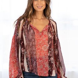 Mandyz Boutique - Bohemian Collection: Floral Long Sleeve Patchwork Blouse