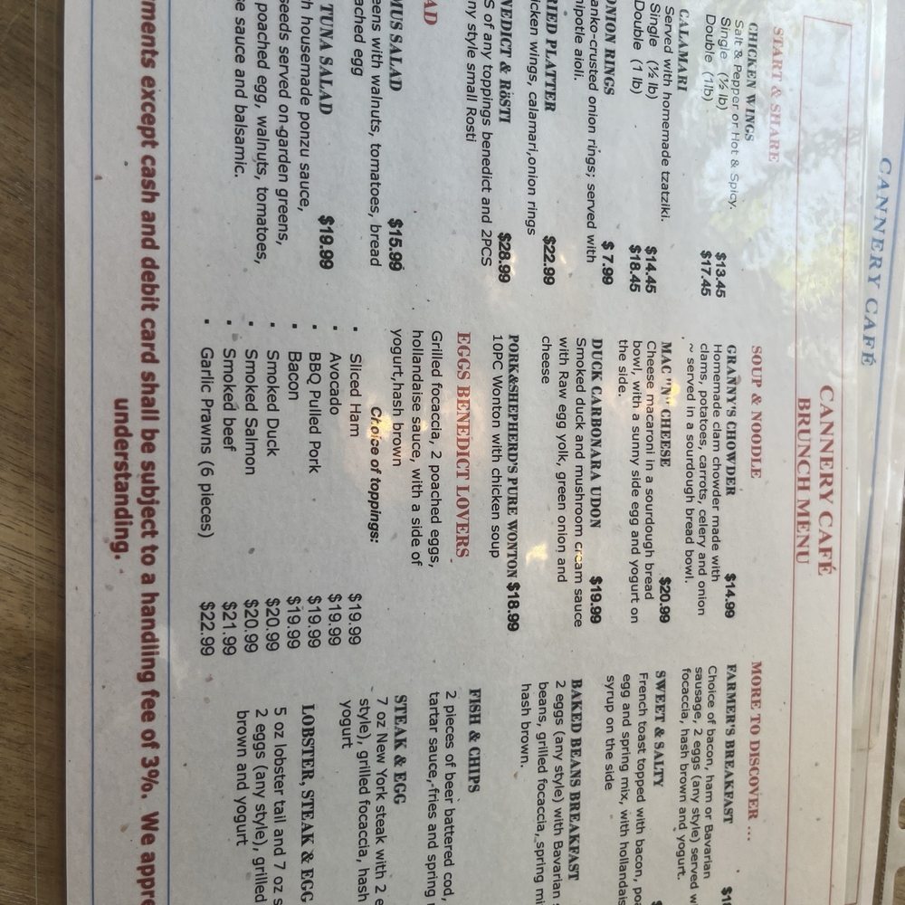 Cannery Cafe - Menu - Canadian (New) Near Me - Richmond, British Columbia