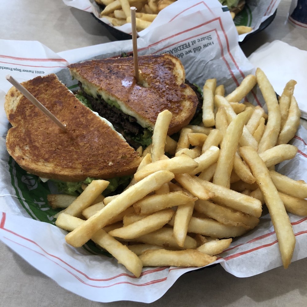 1/2 lb. Parmesan-Crusted Sourdough Cheeseburger (With a side of fries)