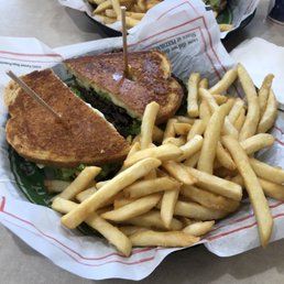 1/2 lb. Parmesan-Crusted Sourdough Cheeseburger (With a side of fries) 1/2 lb. Parmesan-Crusted Sourdough Cheeseburger (With a side of fries)