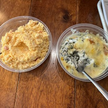 Stack House - Double Dipper - Pimento Cheese with Spinach Dip as it was sat on the table - American Near Me - Mars Hill, North Carolina