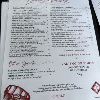 Slanted Window Tasting Station - Menu - Wine Tasting Room Near Me - Franklin, North Carolina