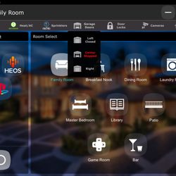 Hawthorne Integration Services - Sample RTI user interface showing some smart home features