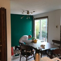 Patched a hole from a wall heater, removed wallpaper and painted accent wall Patched a hole from a wall heater, removed wallpaper and painted accent wall
