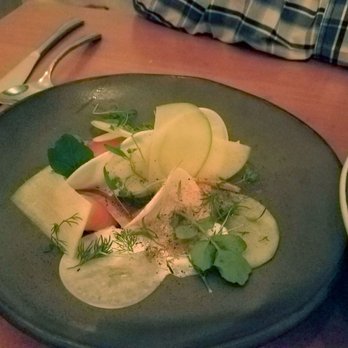 Jacqueline - Salmon with Granny Smith's and diakon radish - Cocktail Bars Near Me - Portland, Oregon Jacqueline - Salmon with Granny Smith's and diakon radish - Cocktail Bars Near Me - Portland, Oregon