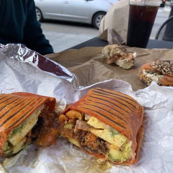 The Works Bakery Cafe - Sunrise burrito, tasty but rip off. No avocado, hardly nah bacon - Bagels Near Me - Concord, New Hampshire The Works Bakery Cafe - Sunrise burrito, tasty but rip off. No avocado, hardly nah bacon - Bagels Near Me - Concord, New Hampshire