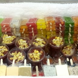 Diablitos, mangonadas (underneath the diablitos) and various paleta flavors they have. Diablitos, mangonadas (underneath the diablitos) and various paleta flavors they have.