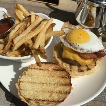 B2 Bistro + Bar - Breakfast burger (with fries) - Mediterranean Near Me - North Brunswick, New Jersey B2 Bistro + Bar - Breakfast burger (with fries) - Mediterranean Near Me - North Brunswick, New Jersey