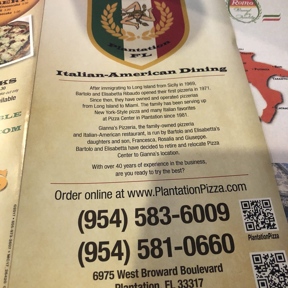 Gianna's Pizza Center - Menu - Pizza Near Me - Plantation, Florida