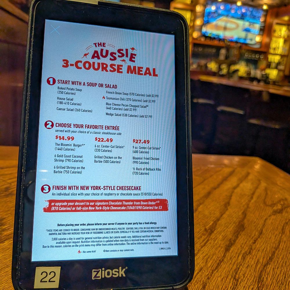 Outback Steakhouse - 3 course menu - Steakhouses Near Me - Daly City, California Outback Steakhouse - 3 course menu - Steakhouses Near Me - Daly City, California