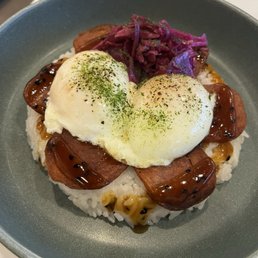 Spam and egg rice bowl