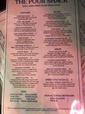 Menu photo 2 The Pour Shack Keller, TX