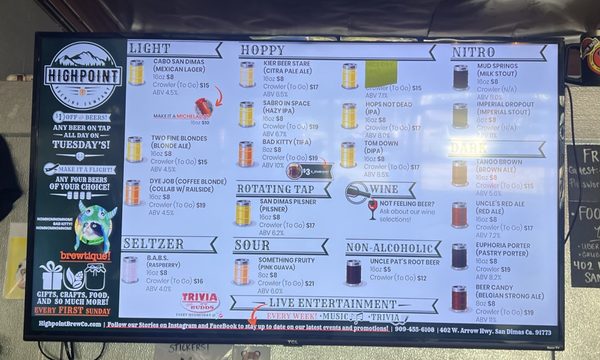 Menu photo 1 HIGHPOINT Brewing Company San Dimas, CA