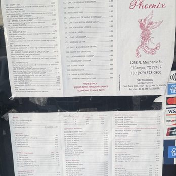 Golden Phoenix Chinese Restaurant - Menu - Chinese Near Me - El Campo, Texas Golden Phoenix Chinese Restaurant - Menu - Chinese Near Me - El Campo, Texas