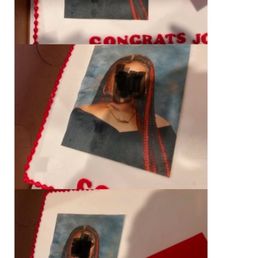 Distorted photo, crooked font, a cheap and ugly $200 cake. Distorted photo, crooked font, a cheap and ugly $200 cake.