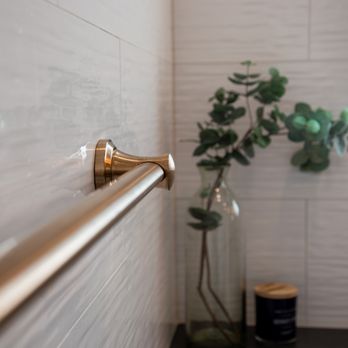 Candance & Design - Grab bars can be a beautiful addition to your shower when they are integrated into the design. Functionality & beauty can go hand in hand. - General Contractors Near Me Candance & Design - Grab bars can be a beautiful addition to your shower when they are integrated into the design. Functionality & beauty can go hand in hand. - General Contractors Near Me
