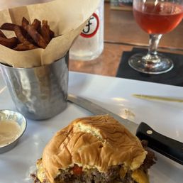 Double Stack Smashburger with sweet potato Single Sweet Fries Double Stack Smashburger with sweet potato Single Sweet Fries