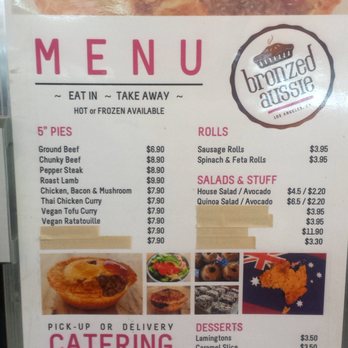 Bronzed Aussie - Menu - Australian Near Me - Los Angeles, California