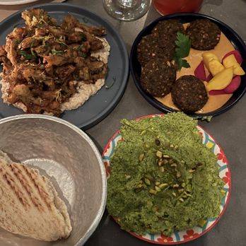 Shuka - crispy mushrooms, falafels, whipped feta+pistachios, pita - Mediterranean Near Me - New York, New York