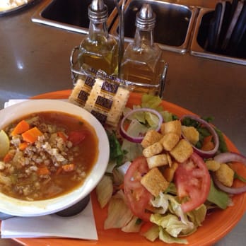 Cindy's Restaurant - Soup and salad combo Beef barley vegetable soup and green salad. - American Near Me - Oakdale, California Cindy's Restaurant - Soup and salad combo Beef barley vegetable soup and green salad. - American Near Me - Oakdale, California