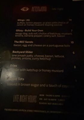 Menu photo 1 Red Door Providence, RI