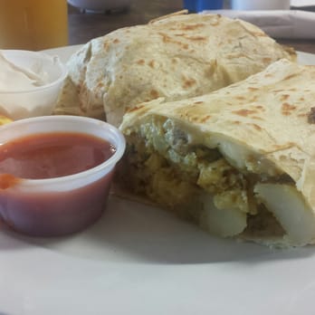 Jackie’s cafe - Breakfast burrito with sausage and herb potatoes - American Near Me - Lancaster, California Jackie’s cafe - Breakfast burrito with sausage and herb potatoes - American Near Me - Lancaster, California