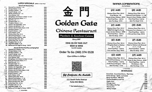 Menu photo 6 Golden Gate Forks, WA Menu photo 6 Golden Gate Forks, WA