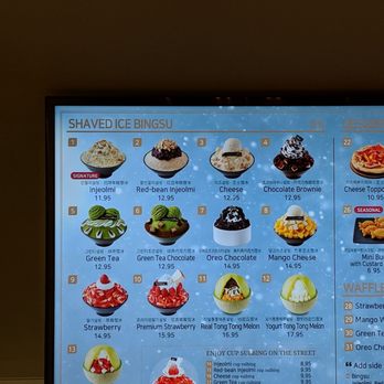 Sulbing Cafe - Their menu on LCD TV - Desserts Near Me - Burnaby, British Columbia