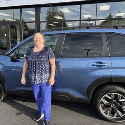 Hanson Subaru - This is me Cheryl Root, with my new Subaru, color is Horizon Blue.