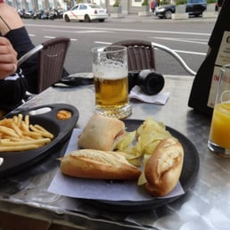 Patatas Fritas, Montaditos, Cerveza and Zumo de Naranja