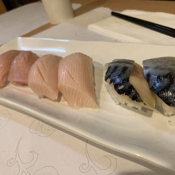 Genki Sushi House Restaurant - (L to R): Maguro (tuna), Hamachi (yellowtail) and Saba (mackerel.) - Japanese Near Me - Hercules, California