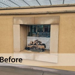 Glass Masters - Before we installed custom glass over a double sided fireplace