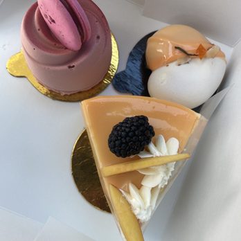 Nutriente Pastry Studio - Strawberry Mousse topped with a vegan macaron, Kumquat & Jasmine, and Peach Vanilla slice - Patisserie/Cake Shop Near Me - Las Vegas, Nevada Nutriente Pastry Studio - Strawberry Mousse topped with a vegan macaron, Kumquat & Jasmine, and Peach Vanilla slice - Patisserie/Cake Shop Near Me - Las Vegas, Nevada