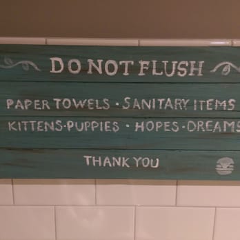 Burger Bench - Funny sign in the women's room - American Near Me - Escondido, California