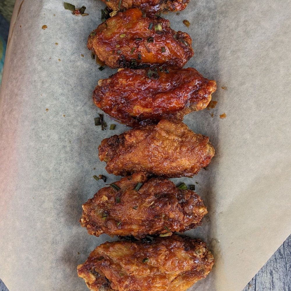 Mono Mono Korean Fried Chicken - 6 signature wings, half teriyaki soy, half hot & spicy - Korean Near Me - Denver, Colorado Mono Mono Korean Fried Chicken - 6 signature wings, half teriyaki soy, half hot & spicy - Korean Near Me - Denver, Colorado