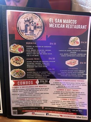 Menu photo 1 El San Marcos Mexican Restaurant Visalia, CA Menu photo 1 El San Marcos Mexican Restaurant Visalia, CA