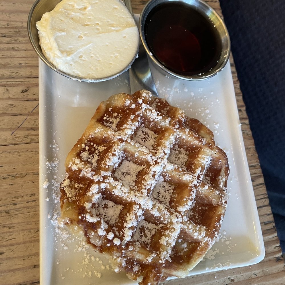 Greenhorn Cafe - Single waffle with maple syrup and mascarpone - Cafes Near Me - Vancouver, British Columbia Greenhorn Cafe - Single waffle with maple syrup and mascarpone - Cafes Near Me - Vancouver, British Columbia